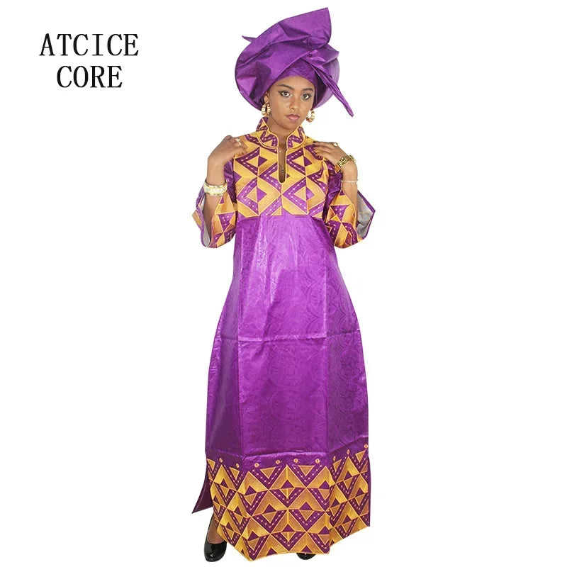 African Dresses For Women Bazin Embroidery Design Dress Long Dress