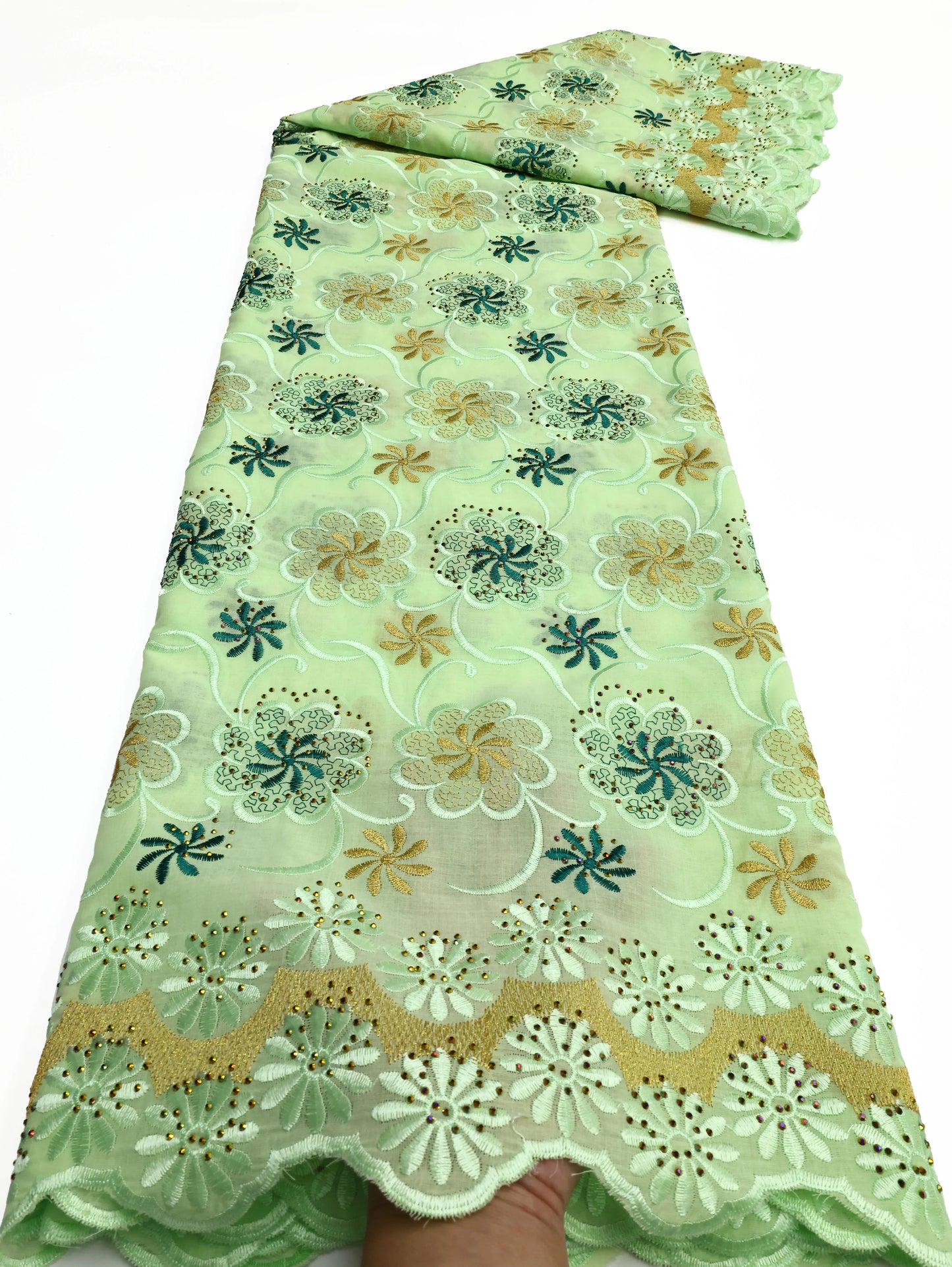 Latest 2025 High Quality African Nigerian Tulle Lace Fabric Cotton Damask Guipure Formal Prom Party Gown Dress 5Yards