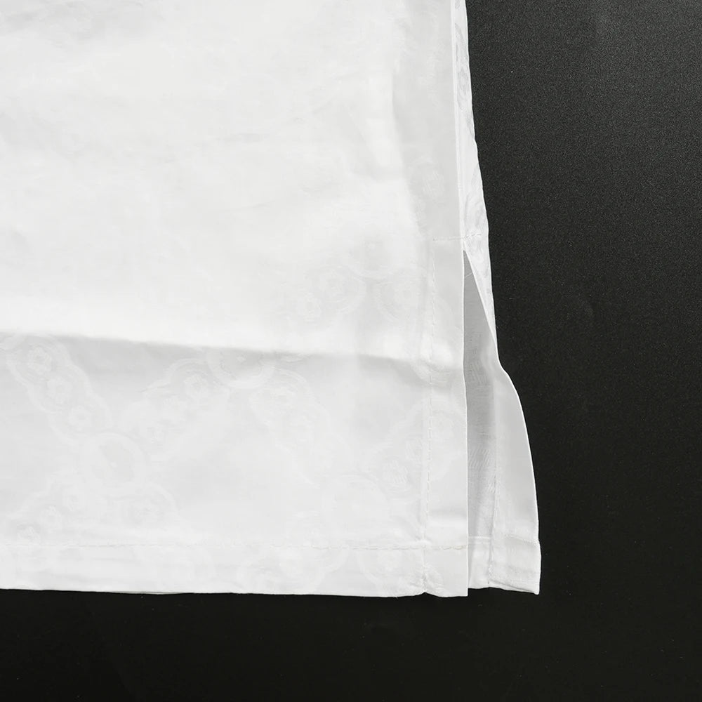 African Clothes Embroidery Bazin Riche Bubu Gown For Men Church Party Wedding Thobe 3 PC Top and Pants White Suit Set Daily Wear