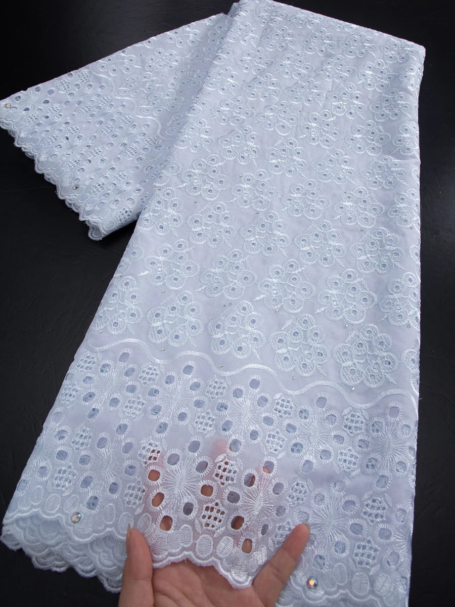 Swiss Voile Lace Fabric 2025 High Quality African Nigerian Embroidery Cotton Lace Fabric For Sewing Women Party DIY Dresses 4369