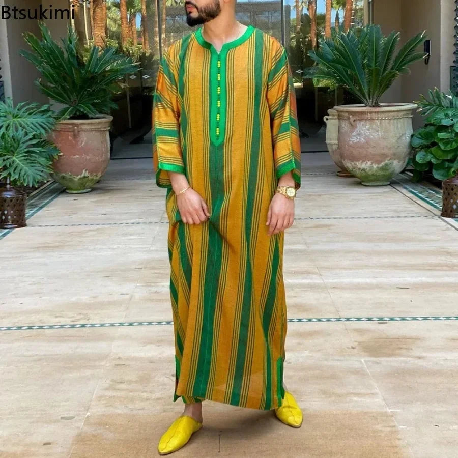 New 2025 Islam Muslim Men Clothing Loose Jubba Thobe Abaya Tenue Musulmane Pour Homme Caftan Islamic Robes Pakistan Arabia Dress
