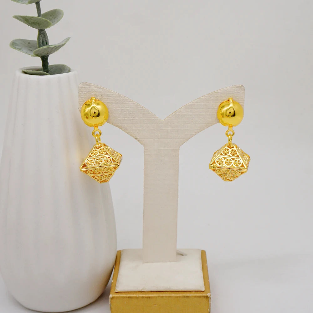 Trendy Nigerian Dubai Gold Color Jewelry Set For Women Tassel Long Chain Bridal Long Necklace Bracelet Earring Ring Wedding Sets