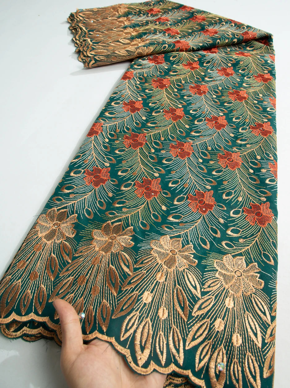 2024 African Cotton Lace Fabric High Quality Nigerian Stones Cotton Lace Fabric Swiss Voile Lace For Women Wedding Dress TY3806