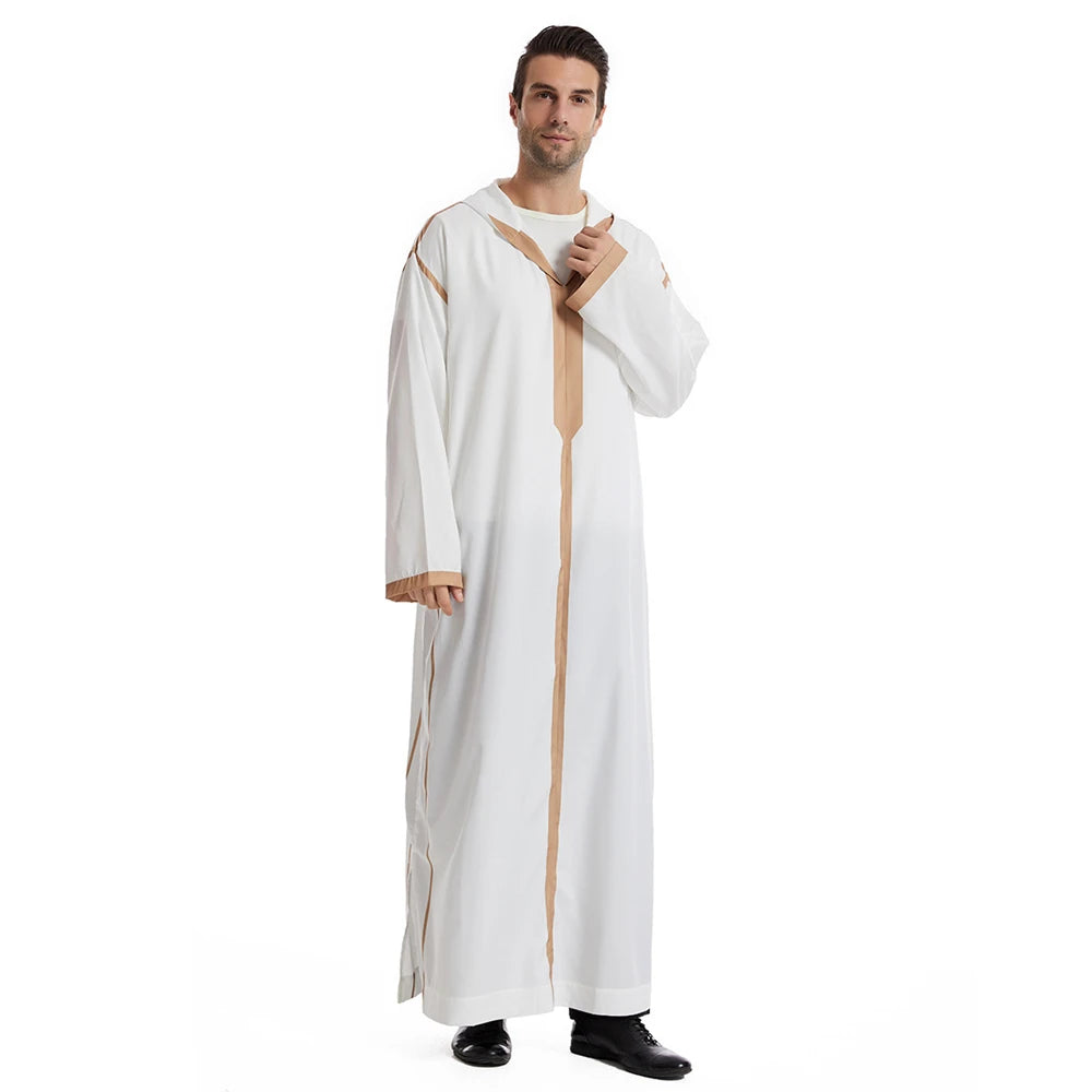 Men Abaya Muslim Dubai Saudi Long Dress Eid Hooded Jubba Thobe Islamic Clothing Moroccan Djellaba Caftan Kaftan Arabic Robe Gown