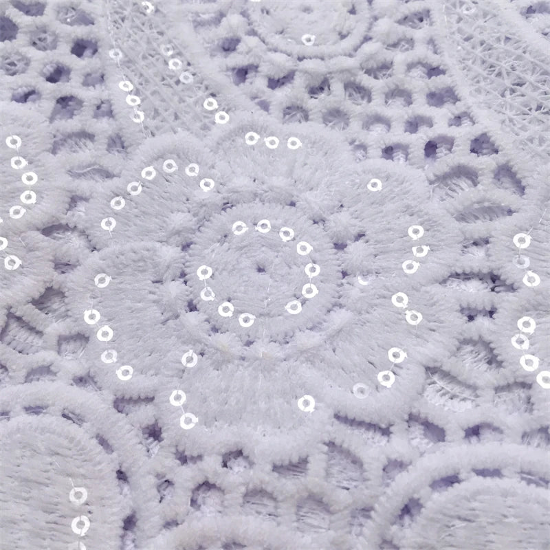 White Water Soluble Fabric Lace African Guipure Cord Lace Fabric High Quality Elegant For Women Wedding Party Dress,2.5yards4025