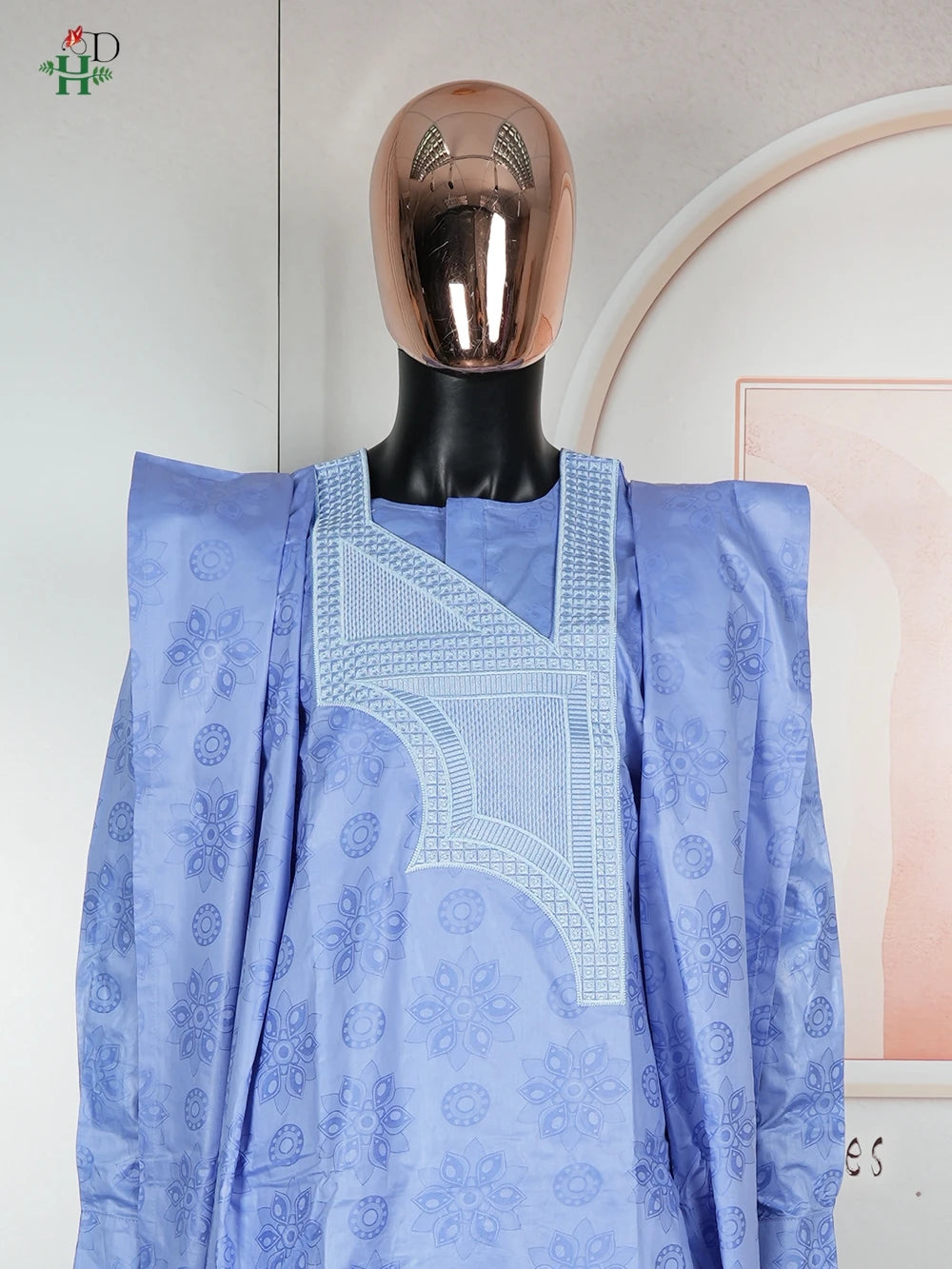 African Clothes Embroidery Blue Gown Plus Size For Men Elegant Party Wedding Thobe 3 PC Top and Pants Suits Set Daily Wear 2025