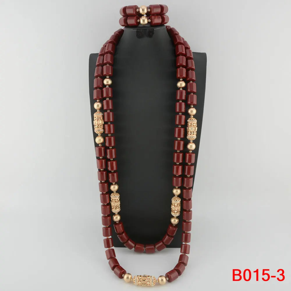 African Beads Wedding Necklace Set Artificial Coral Beads Jewelry Set Wholesale Nigeria Bride Wedding