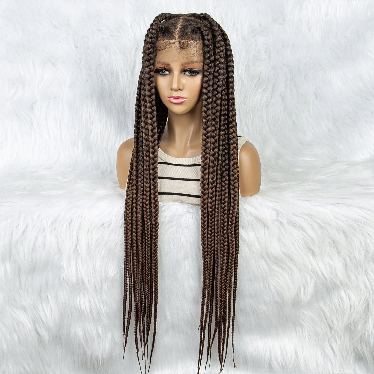 HD Full Lace Braided Wigs for Black Women Box Braids Synthetic Lace Front Wig Big Square Knotless Box Braids With Baby Hair