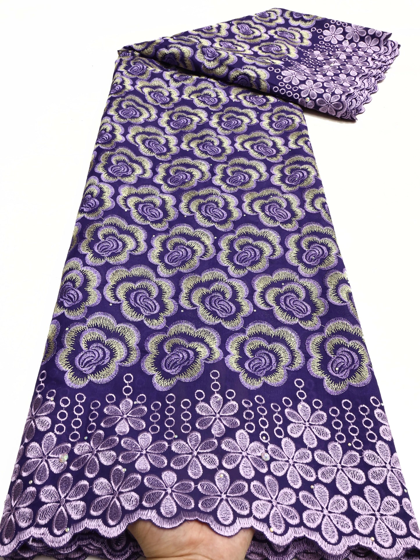 Latest 2025 High Quality African Nigerian Tulle Lace Fabric Cotton Damask Guipure Formal Prom Party Gown Dress 5Yards