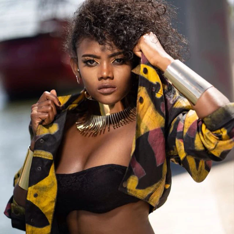 KDLUN African Bib Torques Chokers Necklaces For Women Statement Metal Geometric Collar Necklace Indian Jewelry Boho Design