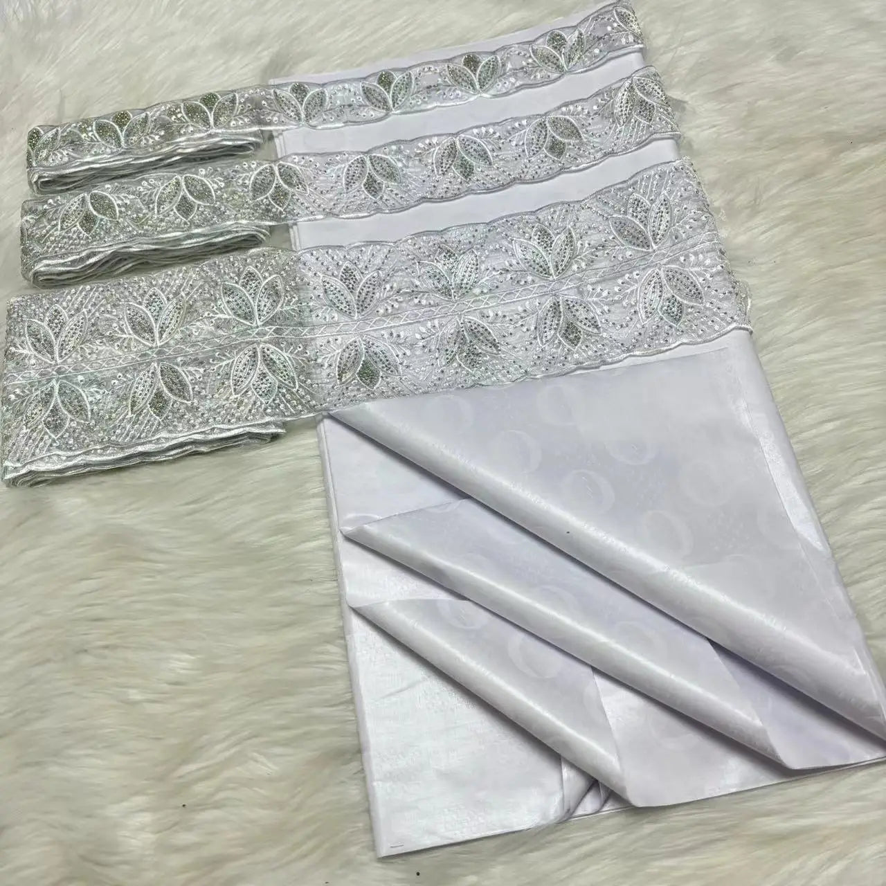 5 Yards/lot Perfume Bazin Riche Soft Brocade Fabric With 15 yards Lace Embroidered Trim Accessories Ribbon For Crafts Sewing