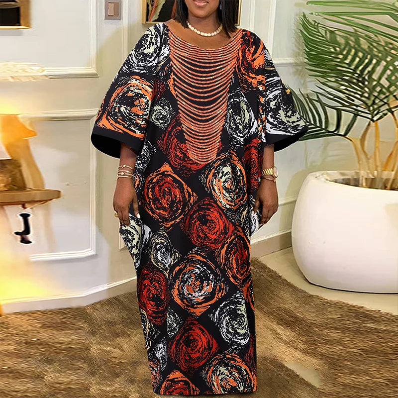 Plus Size VONDA Women Foral Printed Maxi Dress 2024 Causal Puff Sleeve Round Neck Bohemian Long Sundress Holiday Eelgant Vestido