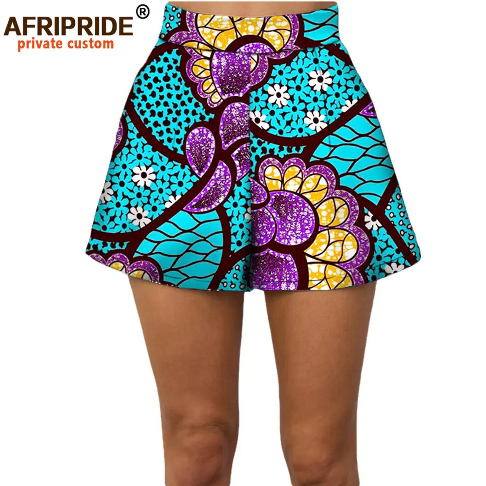 2025 Summer Women Beach Shorts Private Custom Casual Short Pants 100% Cotton Batik Print Pattern African Shorts A722108