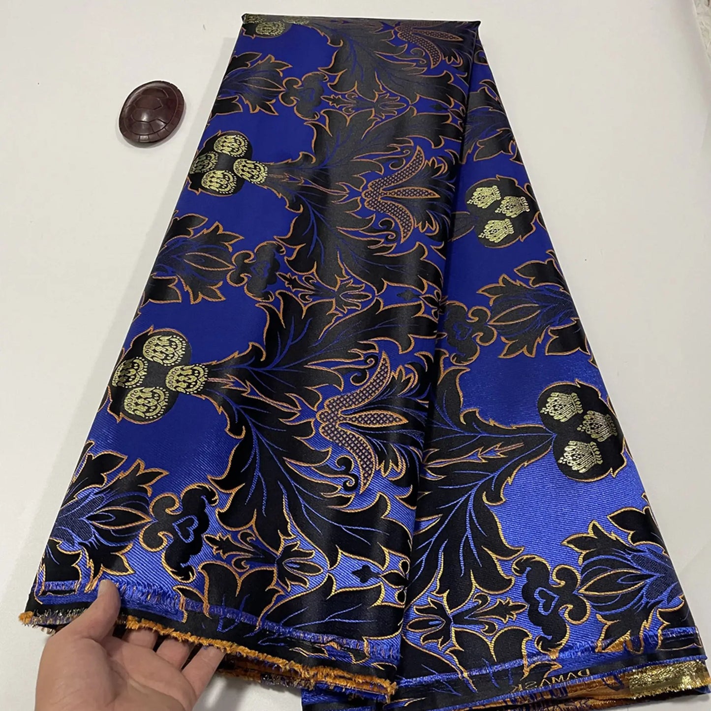African Thick Damask Lace Fabric 2.5Yard Or 5Yards 2025 Jacquard Brocade Fabrics DIY Sew For Nigeria Women Headtie Aso obi Dress
