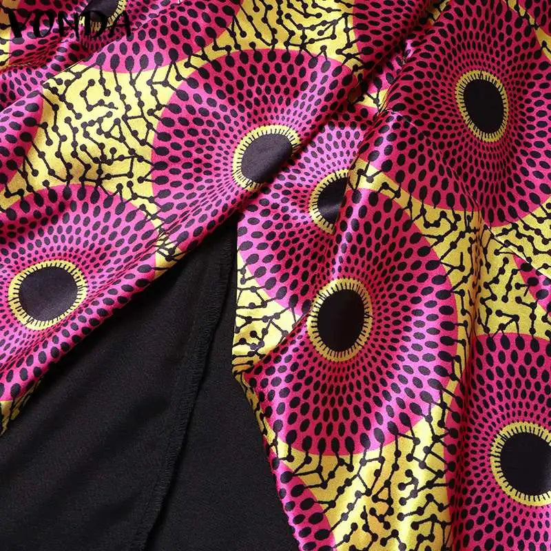 VONDA Plus Size Women Elegant Wide Leg Pants Pants Sets 2024 Vintage 3/4 Sleeve Elastic Waist Tops+Trousers Casual Pleated Suits