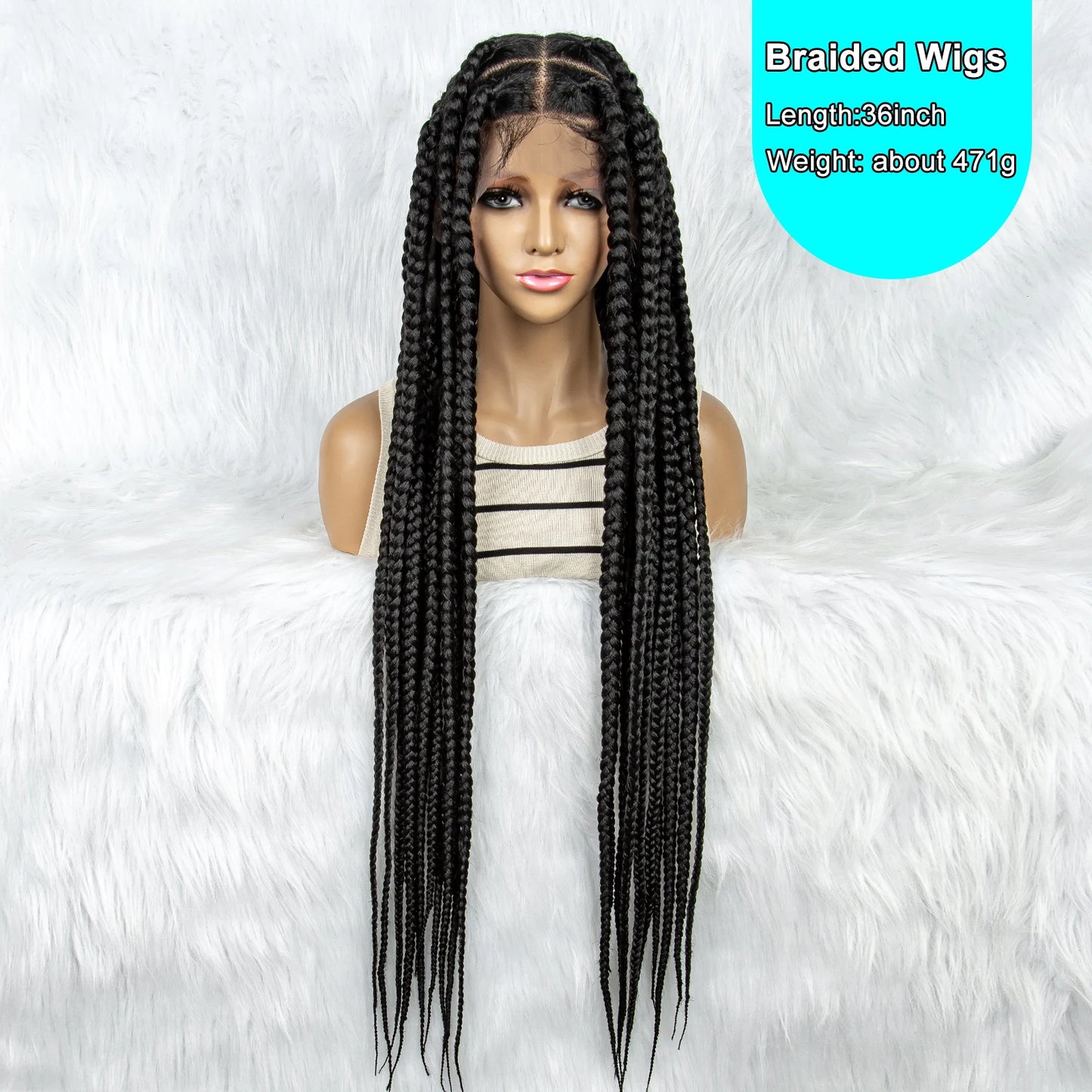 HD Full Lace Braided Wigs for Black Women Box Braids Synthetic Lace Front Wig Big Square Knotless Box Braids With Baby Hair