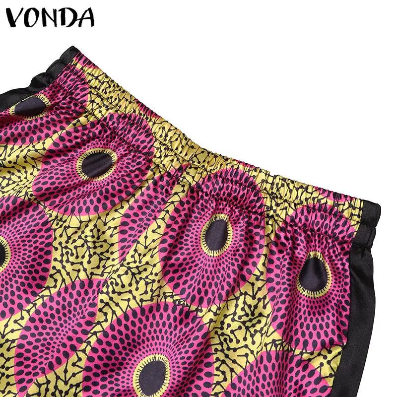 VONDA Plus Size Women Elegant Wide Leg Pants Pants Sets 2024 Vintage 3/4 Sleeve Elastic Waist Tops+Trousers Casual Pleated Suits