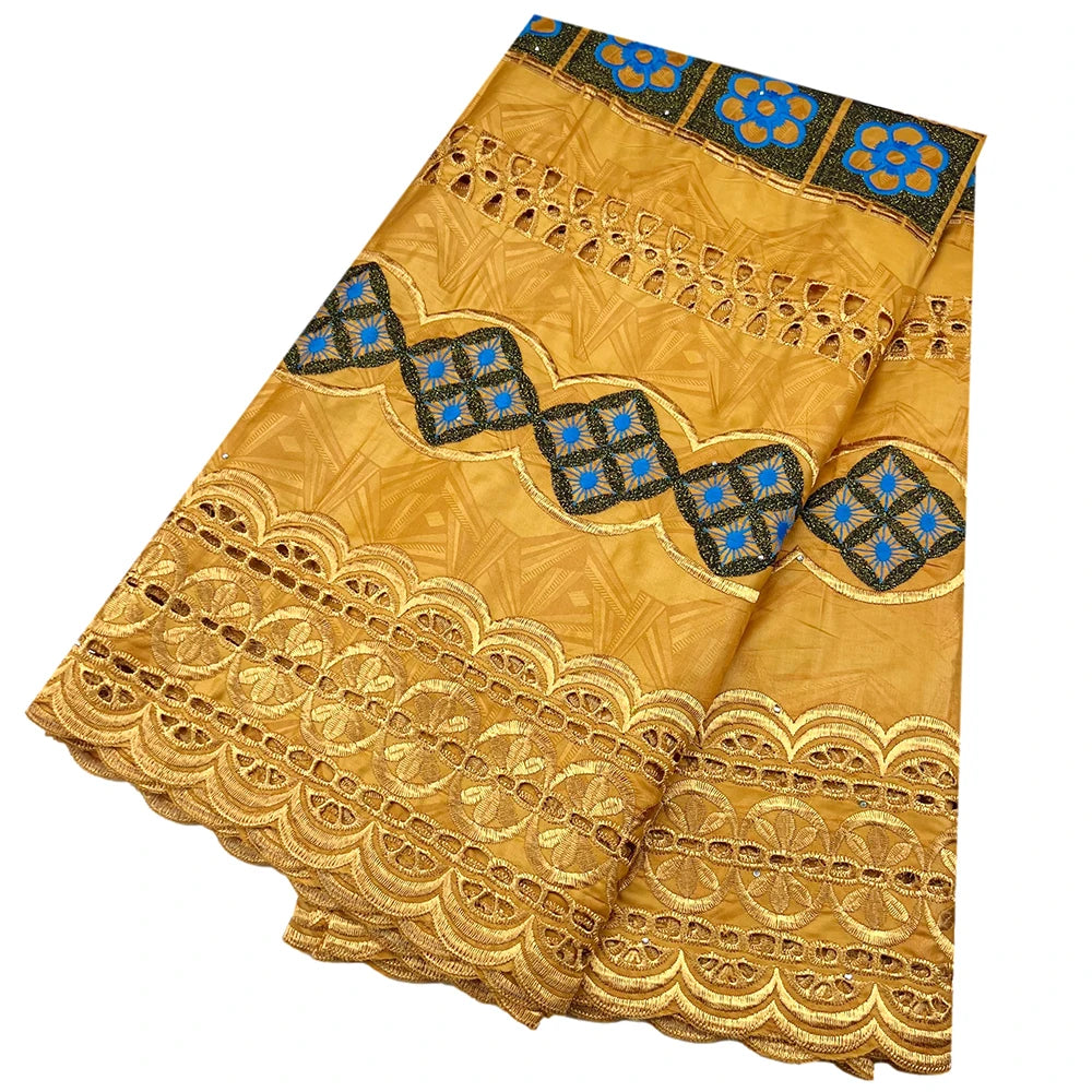 African Bazin Riche Fabric for Dress, African Lace Fabric, Nigerian Embroidery, 100% Cotton, 2.5Yards, F05, Latest