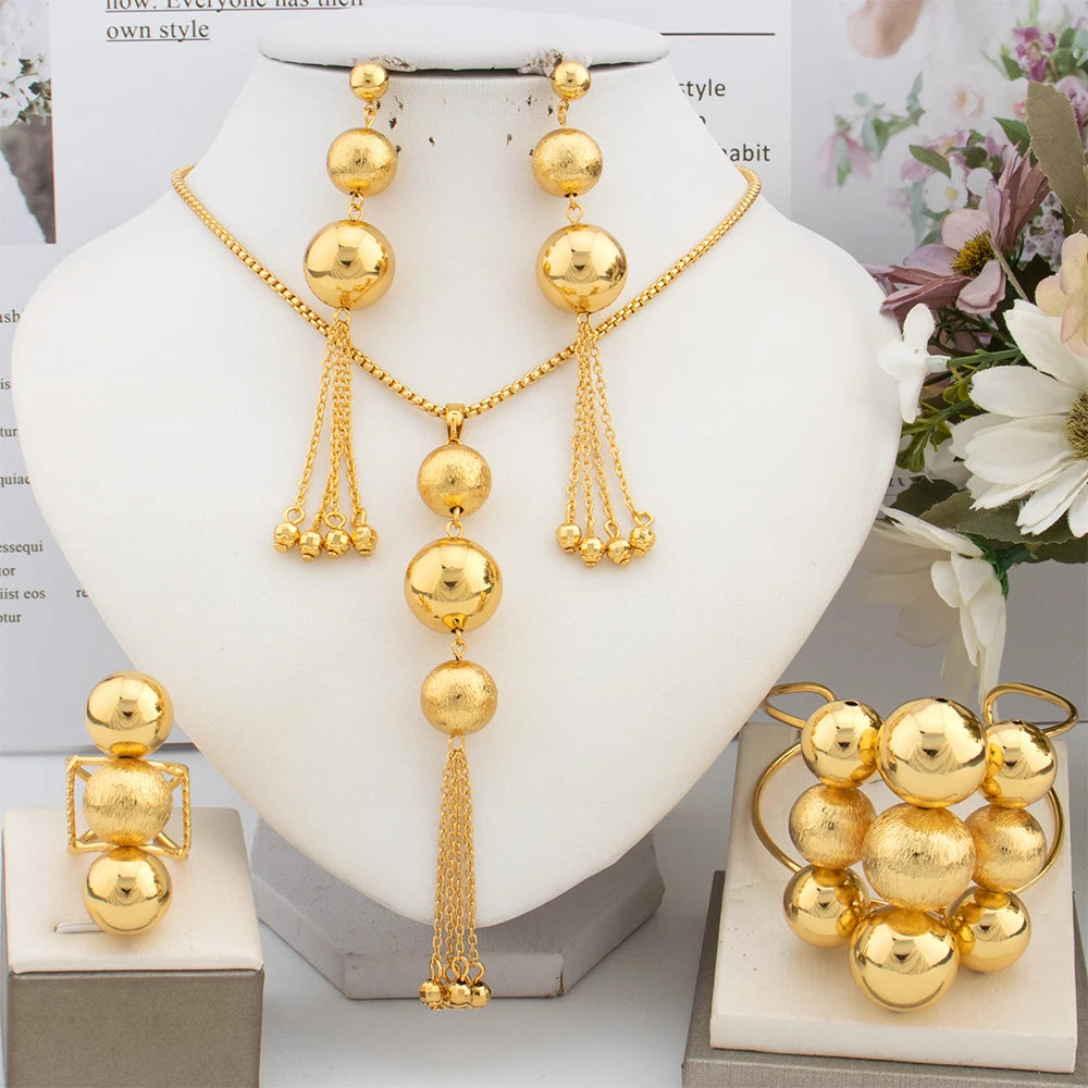 Fashion Women Necklace Bracelet Earrings Ring Dubai Jewelry Sets African Elegant Jewellery Set Bridal Wedding Party Gift