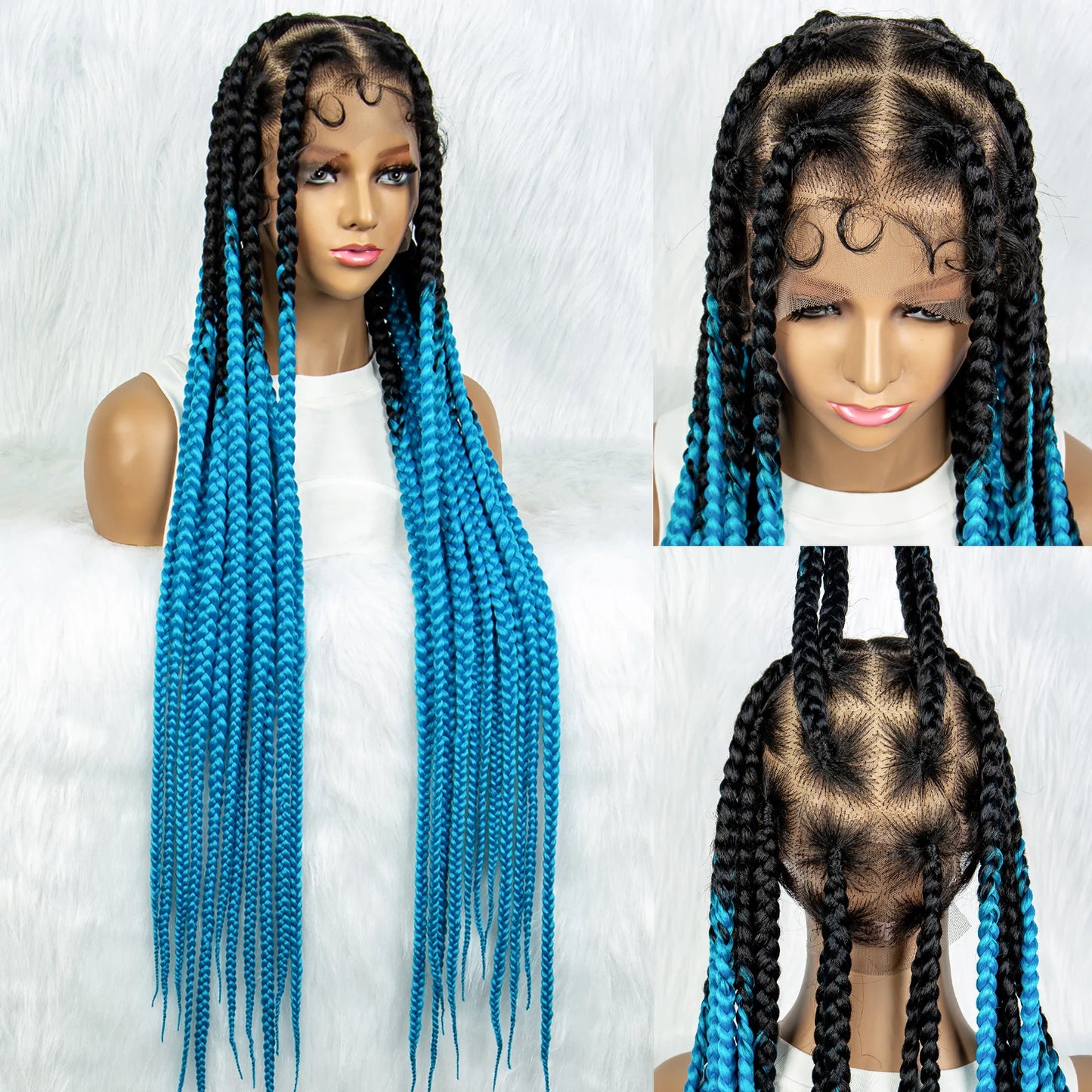 HD Full Lace Braided Wigs for Black Women Box Braids Synthetic Lace Front Wig Big Square Knotless Box Braids With Baby Hair