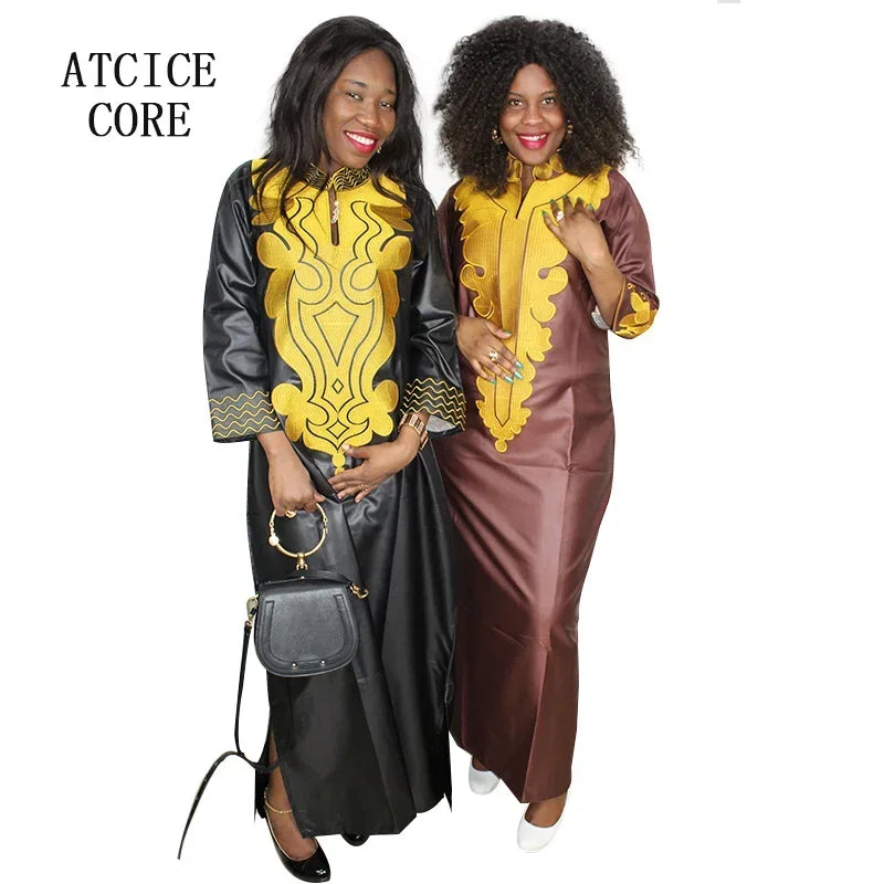 African Dress For Woman Soft Mateial With Big Emboridery Long Dress Without Scarf