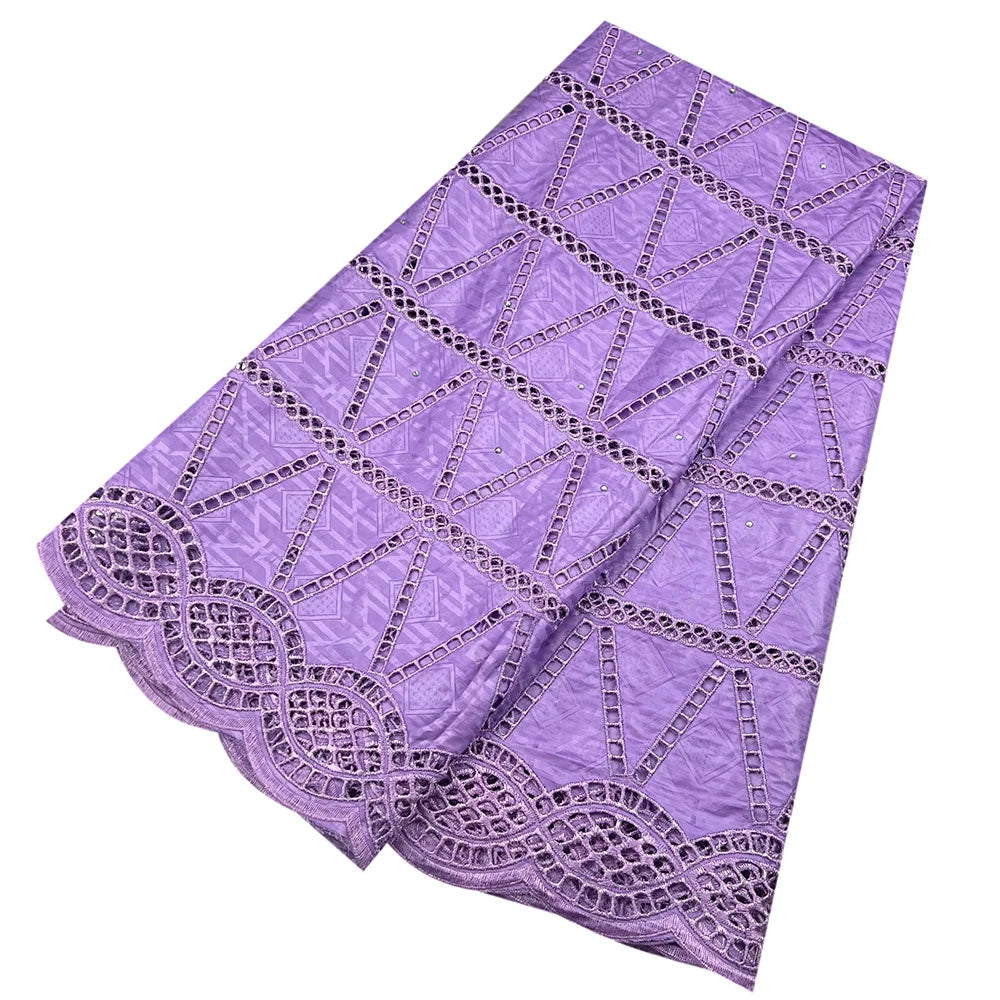 African Bazin Riche Fabric for Dress, African Lace Fabric, Nigerian Embroidery, 100% Cotton, 2.5Yards, F05, Latest