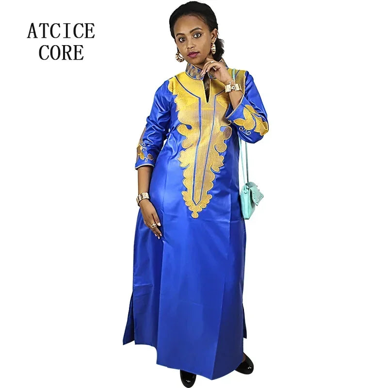 African Dress For Woman Soft Mateial With Big Emboridery Long Dress Without Scarf
