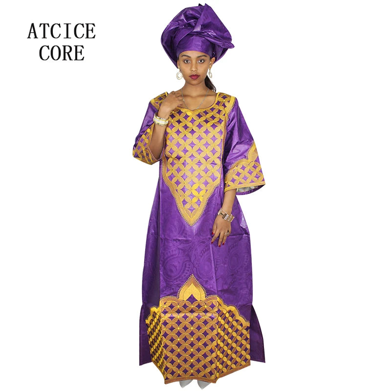 African Attire For Women Bazin Riche Embroidery Plus Size Elegant Party Church Dress