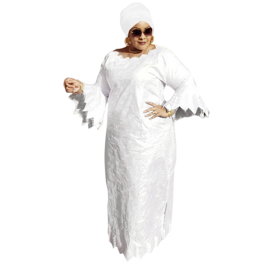 African Attire For Women Bazin Riche Embroidery Plus Size Elegant Party Church Dress