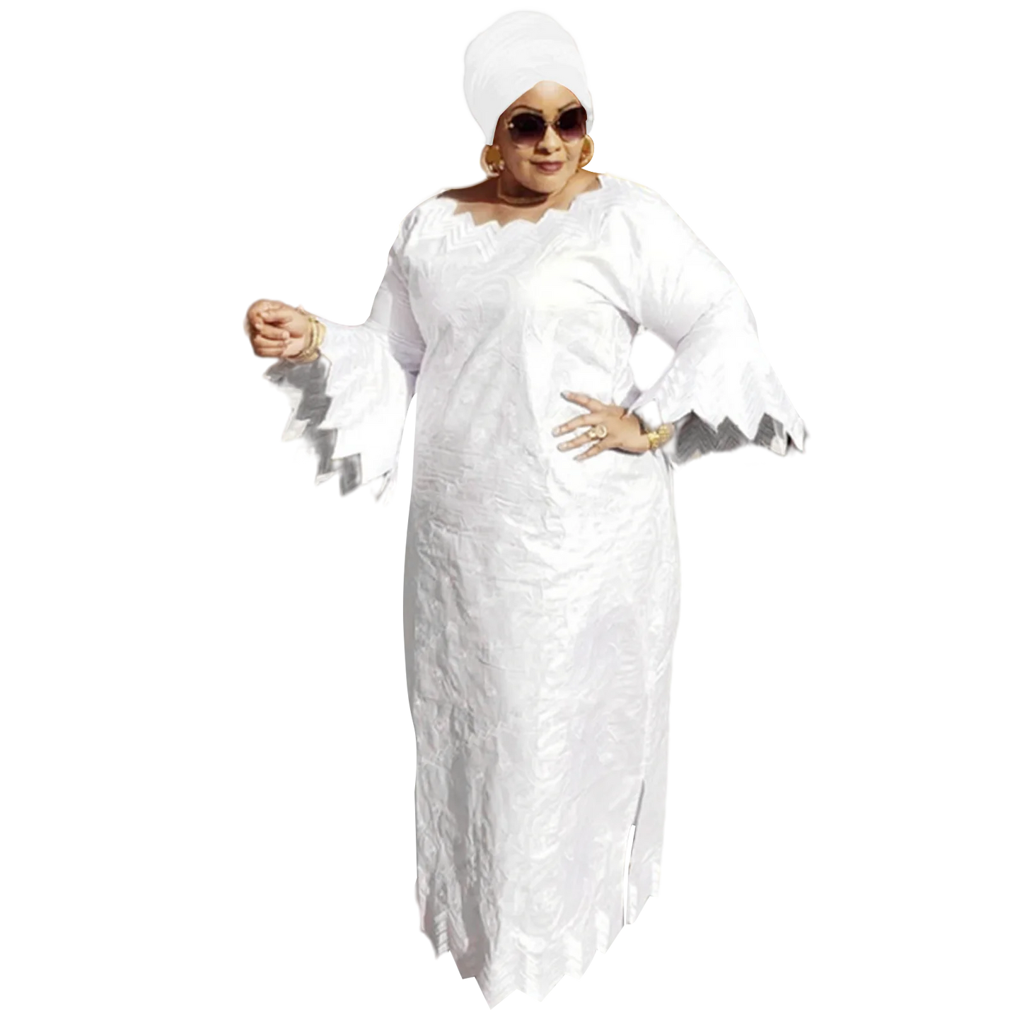 African Attire For Women Bazin Riche Embroidery Plus Size Elegant Party Church Dress