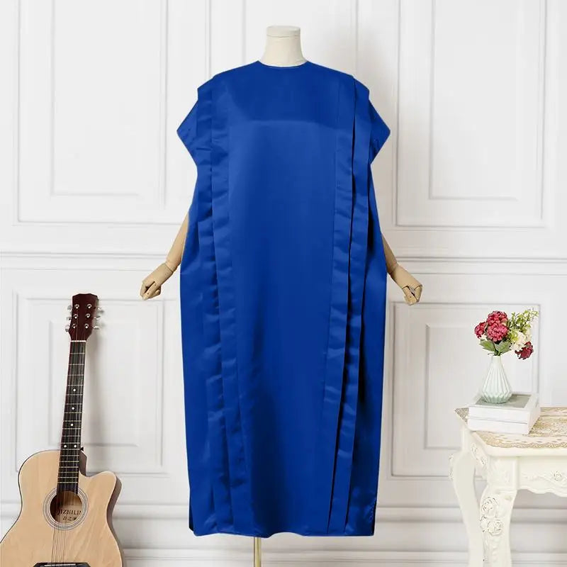 VONDA Oversize Women Maxi Dress Elegant Short Sleeve Ruffled Satin Silk Party Sundress 2024 Casual Loose Solid Color Summer Robe