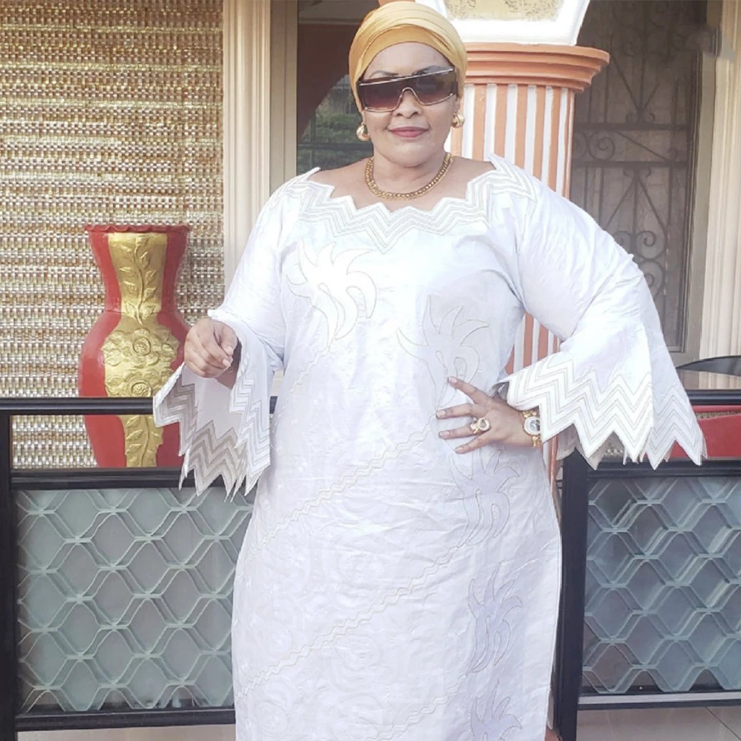 African Attire For Women Bazin Riche Embroidery Plus Size Elegant Party Church Dress