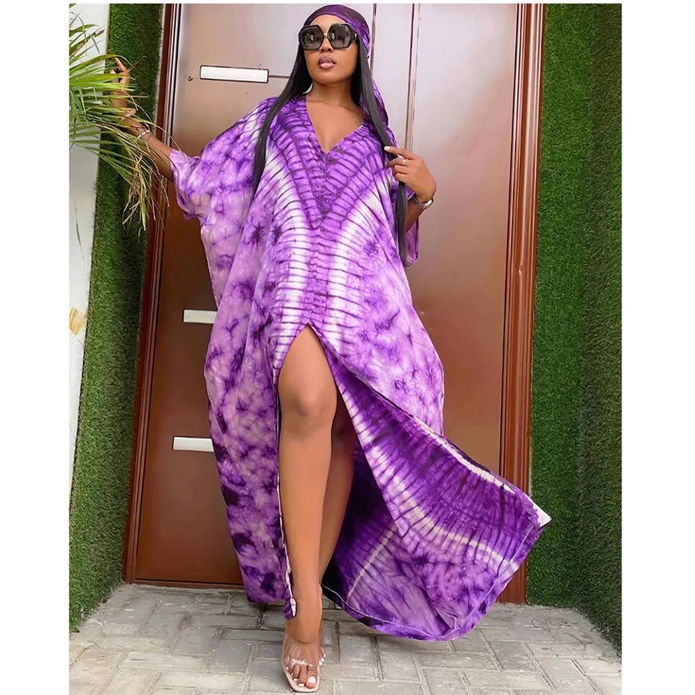 African Dresses for Women Hijab Kaftan Print Loose Boubou Robe Africa Clothes Ankara Dashiki Dubai Abaya Scarf Gown Caftan Dress