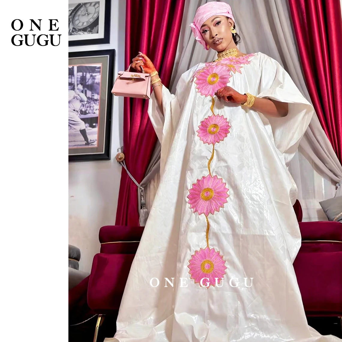 First Quality African Boubou Dress With Scarf Nigerian Traditional Dashiki Basin Wedding Dress Bazin Riche Wedding Long Robe