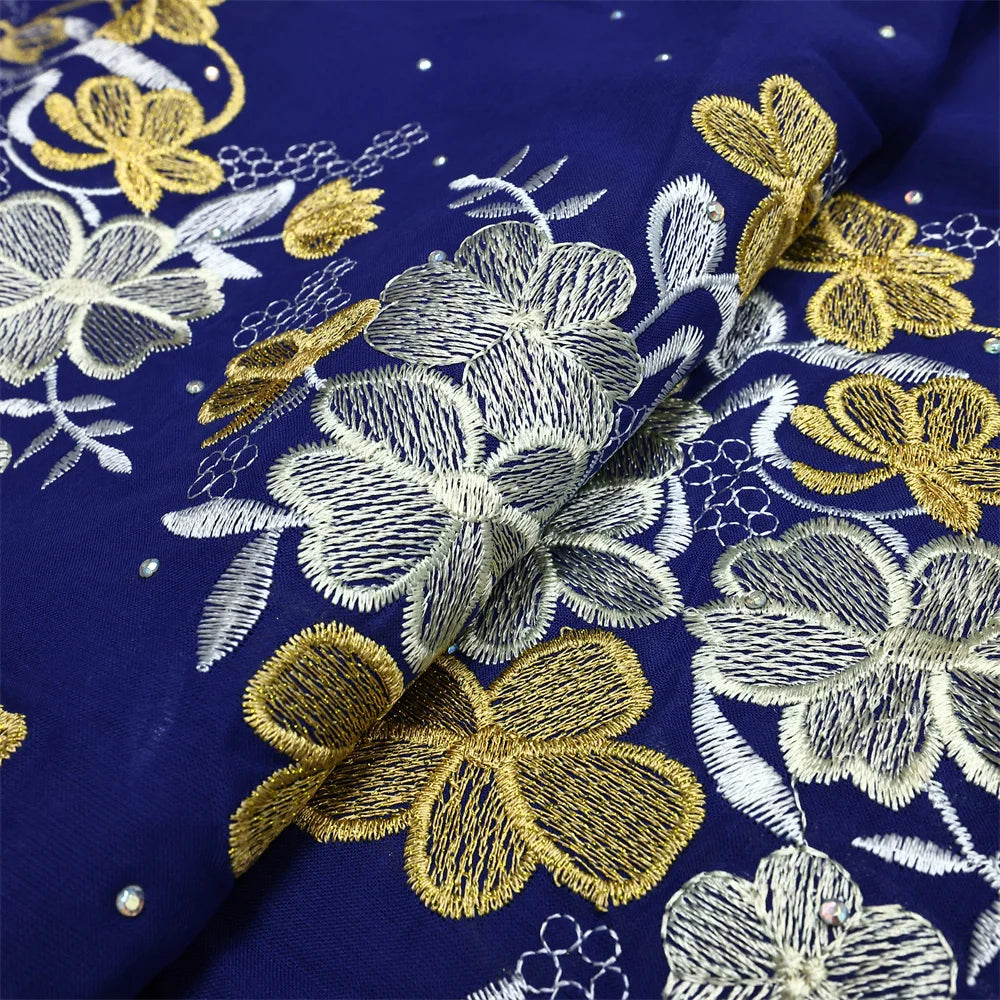 Latest 2025 High Quality African Nigerian Tulle Lace Fabric Cotton Damask Guipure Formal Prom Party Gown Dress 5Yards