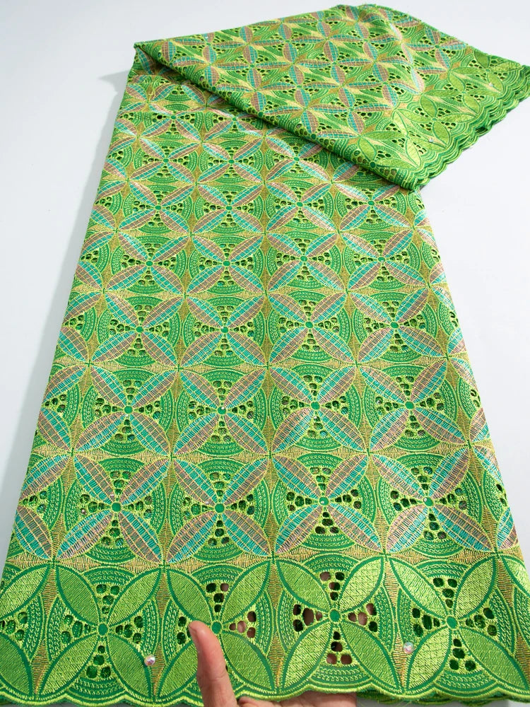 Kalume African Cotton Lace Fabric With Stones 2025 High Quality Embroidery Swiss Voile Lace In Switzerland For Dresses F4149