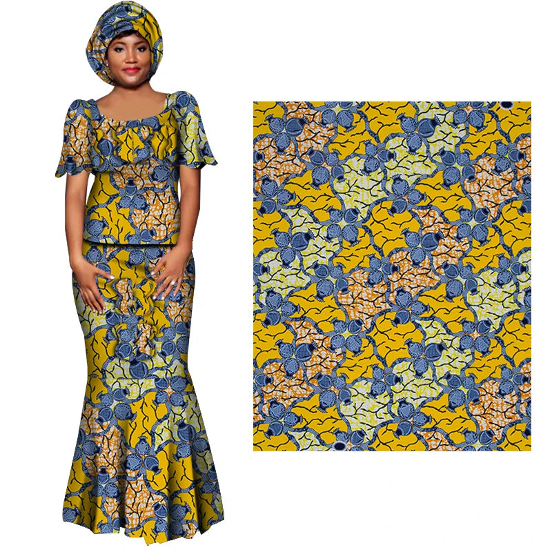 African Wax Fabric 100% Cotton Nigeria Ankara Wax Fabric Block Prints Batik Pagne Soft Sewing Fabric