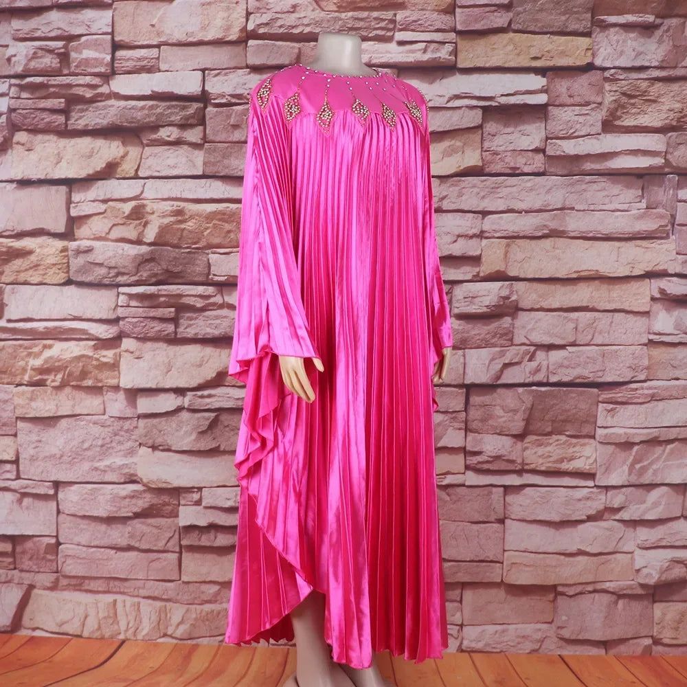 2024 Plus Size African Dresses for Women Summer Fashion Africa Long Sleeve Pleated Long Maxi Dress Gowns Kaftan Africa Clothing