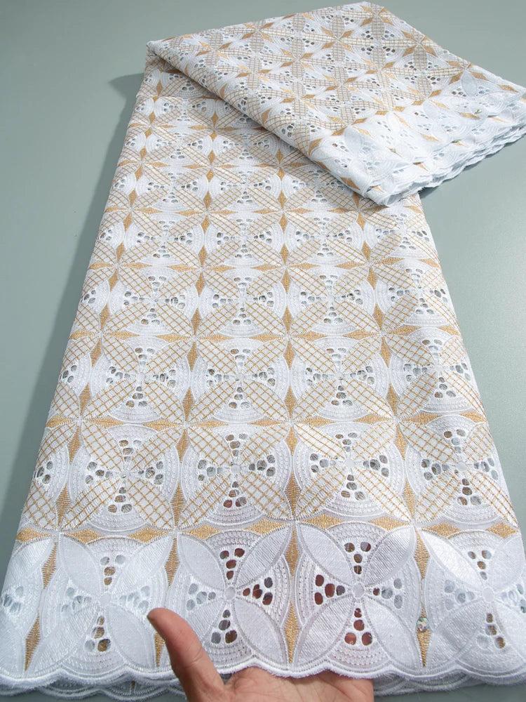 Kalume African Cotton Lace Fabric With Stones 2025 High Quality Embroidery Swiss Voile Lace In Switzerland For Dresses F4149