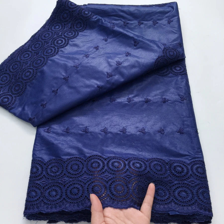 African Dry Cotton Lace Fabric 2025 High Quality 5 Yards Embroidered Men's Nigerian Lace Fabric Elegant Dress for Party A4041