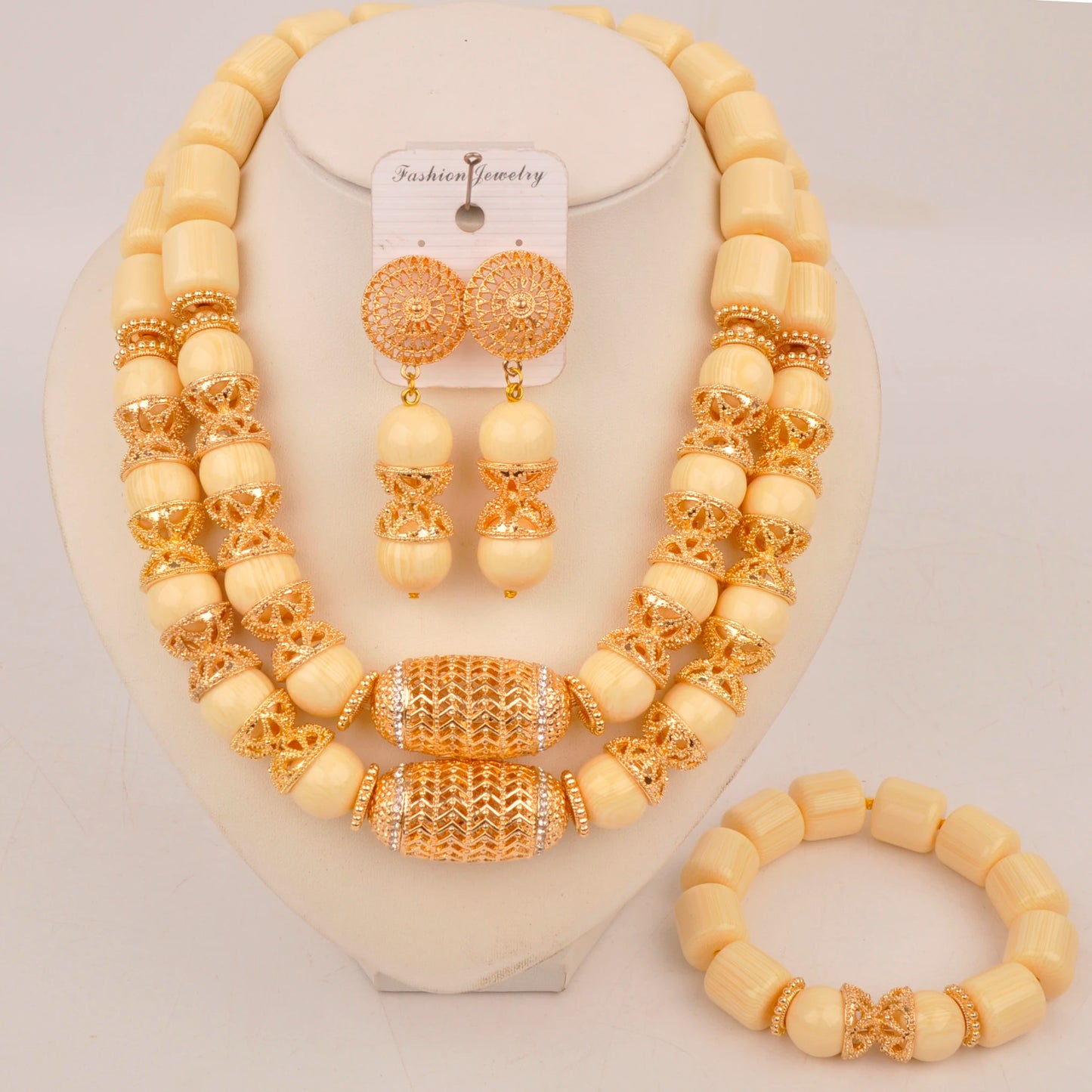 Orange Nigerian Artificial Coral Bead Necklace African Jewelry Sets
