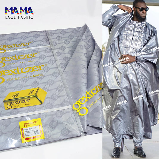 Grey Color Bazin Riche Gextczer Original Nigerian Women And Men Clothing Material Top Quality Mali Basin Rich Jacquard Fabric