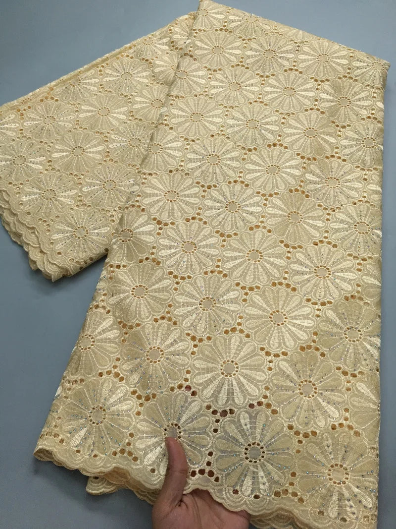 Nigerian Swiss Voile Cotton Fabric Lace African Lace Fabric with Stones Evening Party Dresses For Women High Quality2.5yards4200