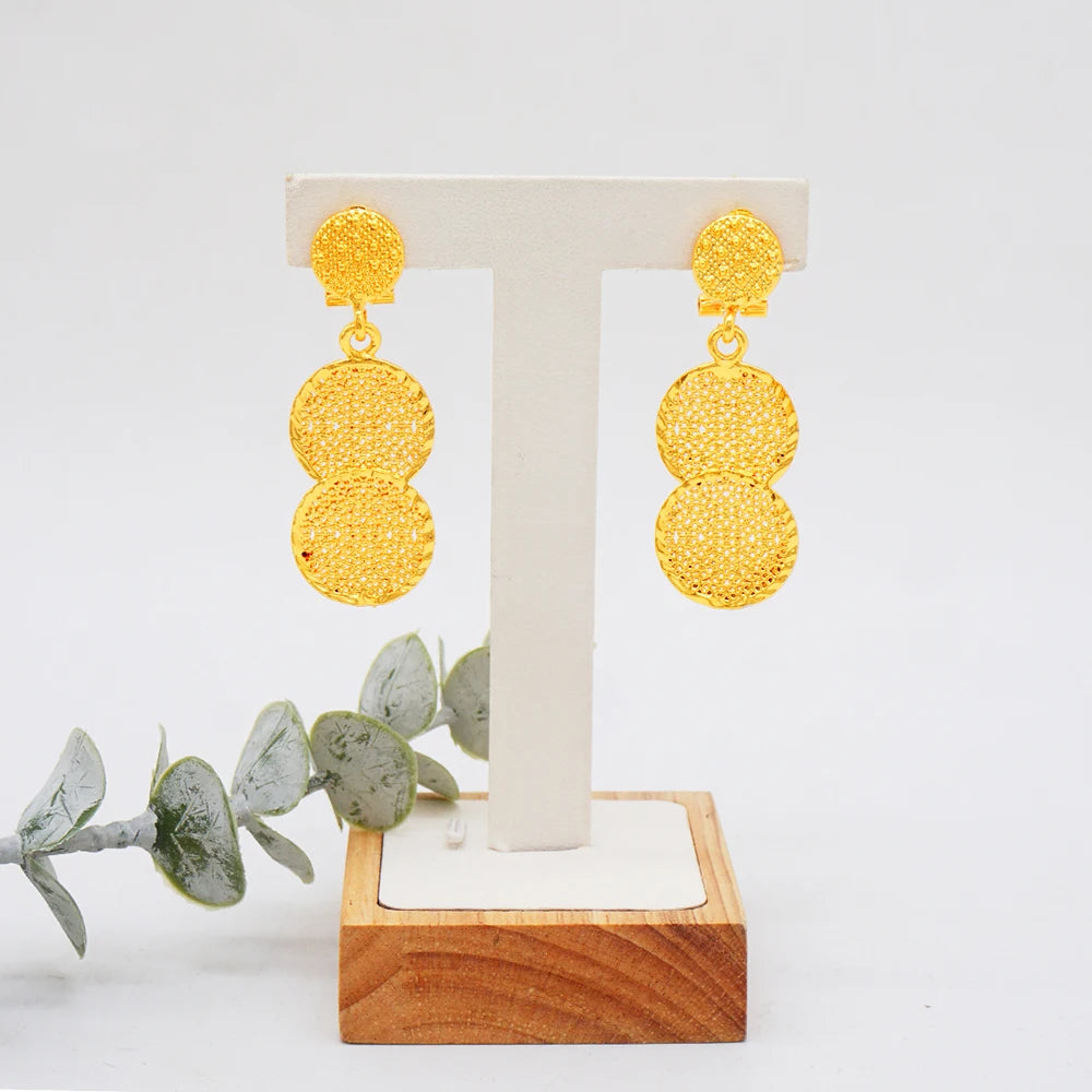 Luxury Indian Jewellery Earrings Necklace Jewelry Sets For Women Dubai Gold Color African Arabic Wedding Bridal  Party Gifts