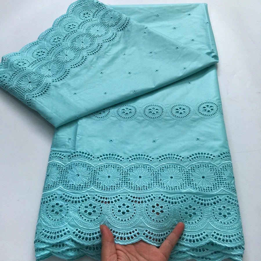African Dry Cotton Lace Fabric 2025 High Quality 5 Yards Embroidered Men's Nigerian Lace Fabric Elegant Dress for Party A4041