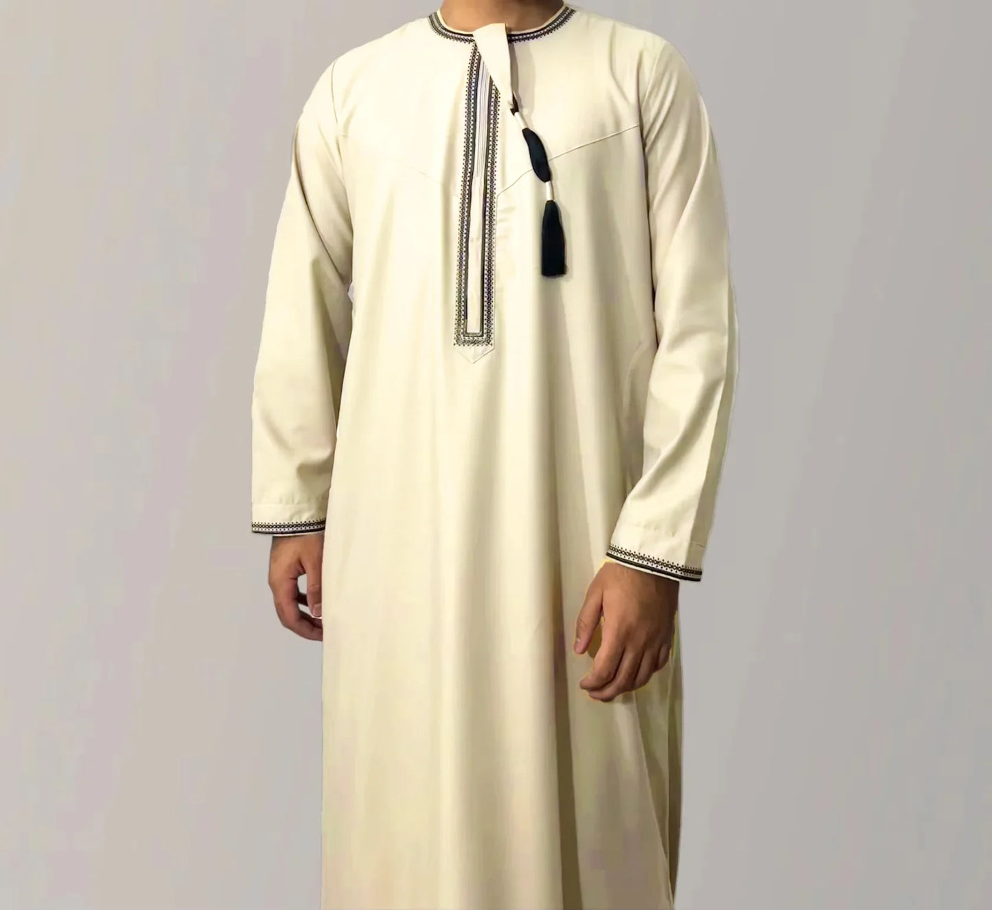 New Men's Muslim Fashion Abayas Dress O Neck Long Sleeve Pullover Kaftan Pakistan Saudi Arab Caftan Islamic Clothing Prayer Robe