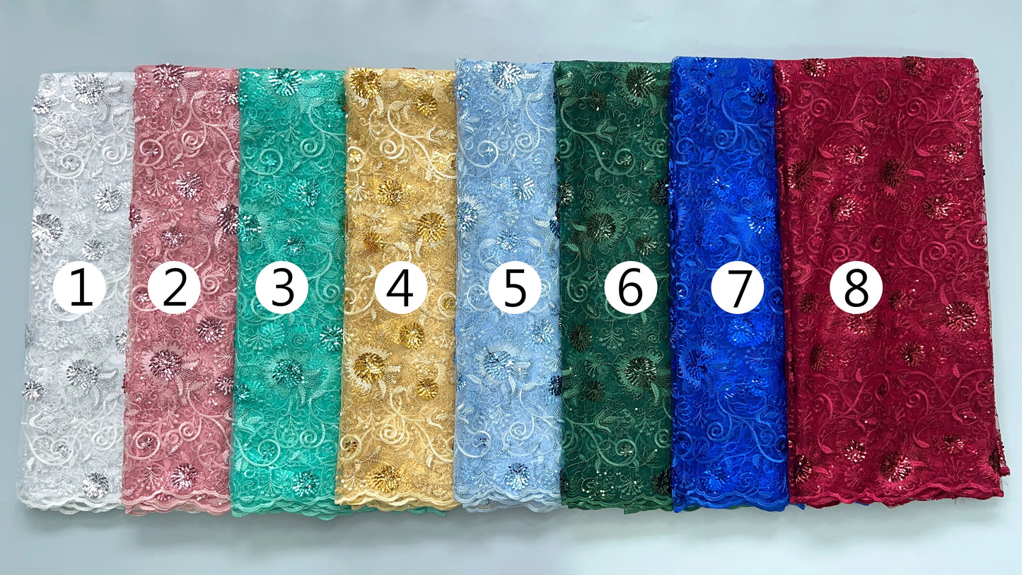 For Sewing Luxury Midi Party Dresses French Tulle Mesh Lace Newest Design African Nigerian Embroidered Lace Fabric,2.5yards 3846