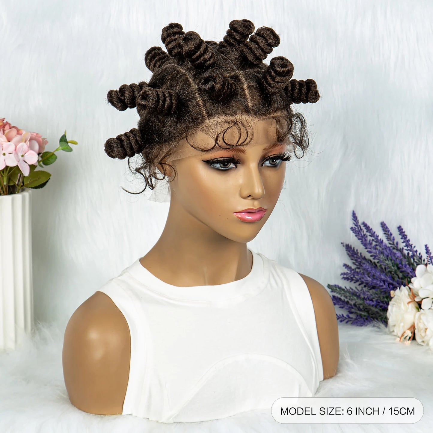 Knotless Braids Wig Synthetic Box Braided Hair Twist Braided Buns Wig Full Lace African Braiding Hair For Black Women