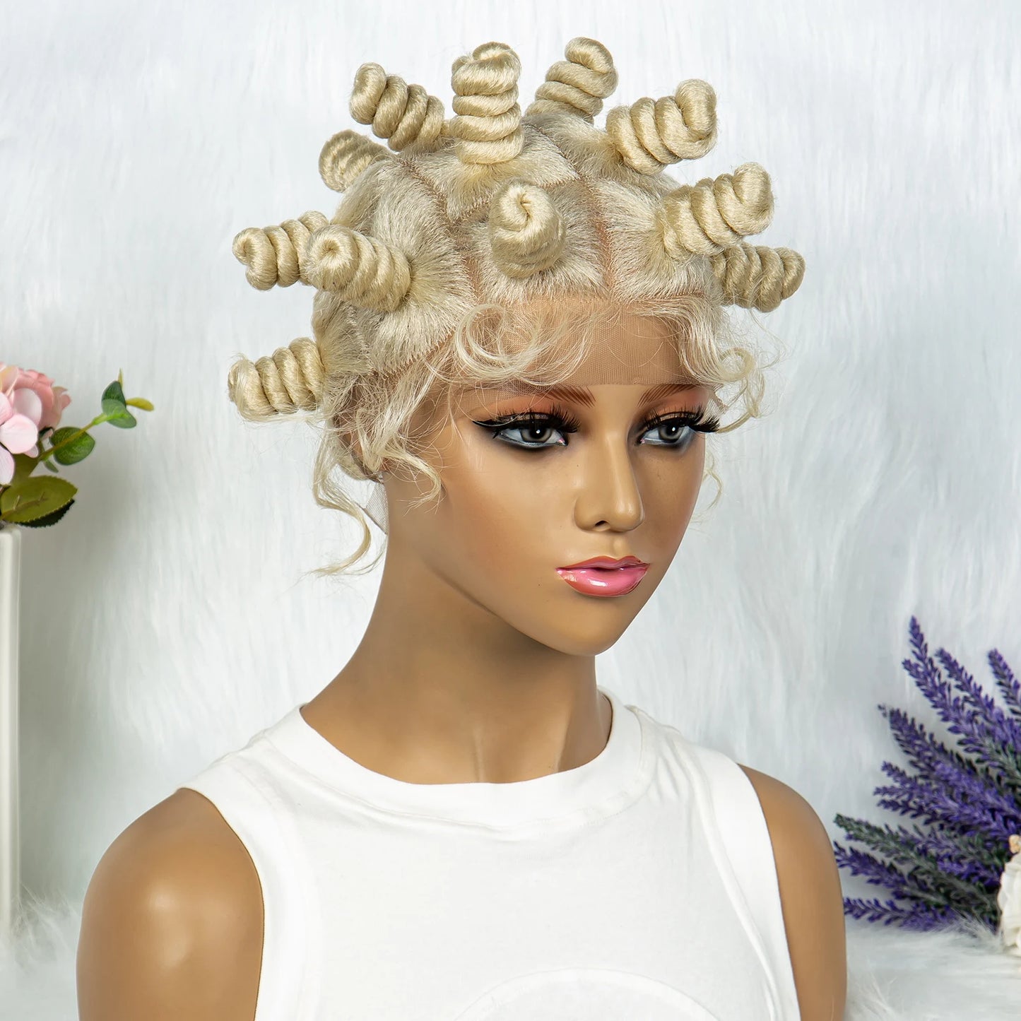 Knotless Braids Wig Synthetic Box Braided Hair Twist Braided Buns Wig Full Lace African Braiding Hair For Black Women