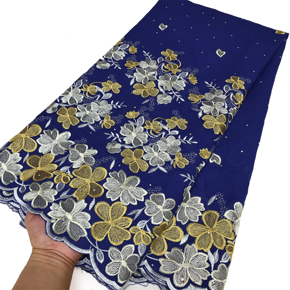 Latest 2025 High Quality African Nigerian Tulle Lace Fabric Cotton Damask Guipure Formal Prom Party Gown Dress 5Yards